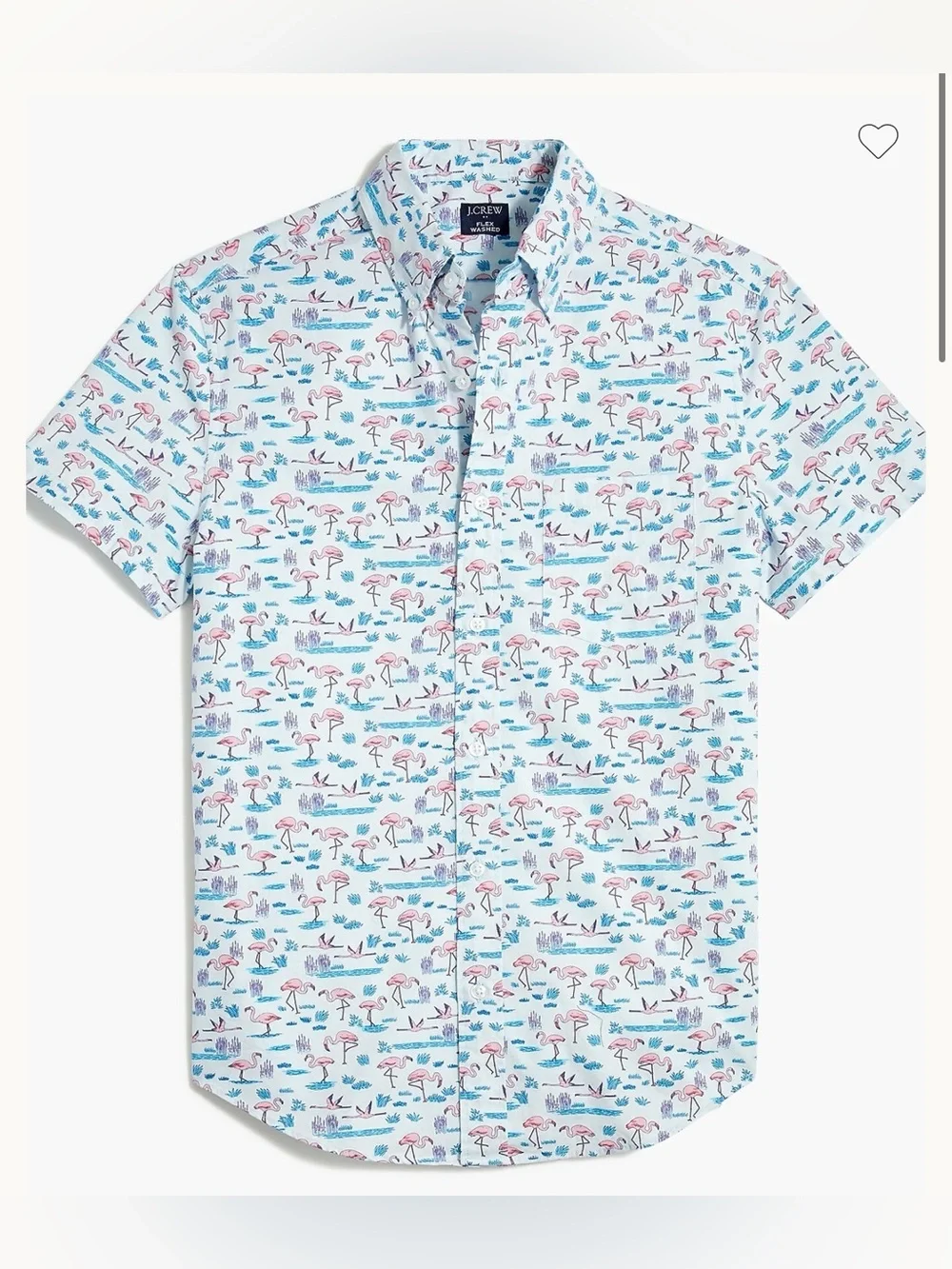 J. Crew Short-sleeve flamingo-print flex casual shirt large